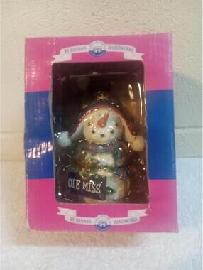 Hanna's Handiworks Collegiate 6" Christmas Ornament Snowman "Ole Miss" NIB